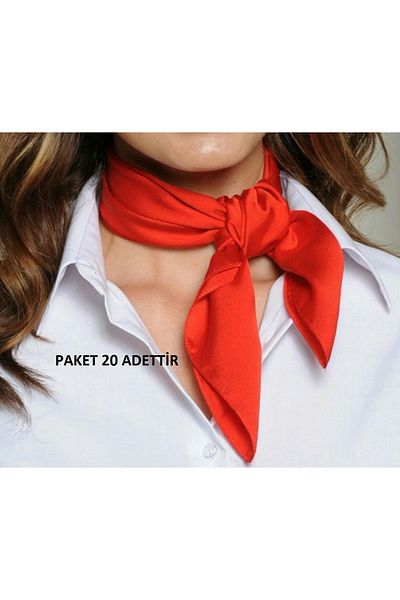 ÖrgüYastik Red Plain Satin Scarf -Bandana -(20Pcs) 23 April - 29 October - 19 May Ceremony