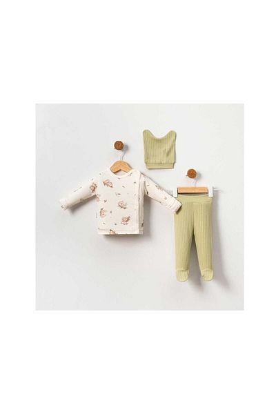 TRENDİMİZBİR Unisex Baby Green Koala Patterned 3-Piece Hospital Outfit Set
