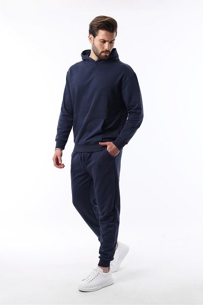 Madmext Σετ αθλητικής φόρμας Navy Blue Hooded Basic 5925