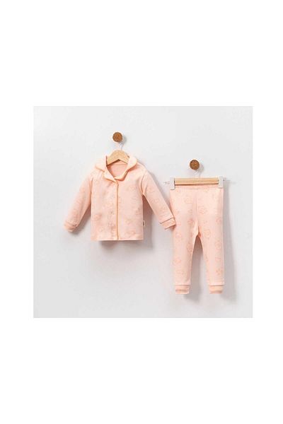 TRENDİMİZBİR Baby Girl Chick Patterned Luxury Pajama Set - Salmon