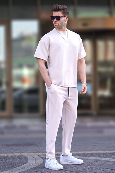 Madmext Ecru Oversize rövid ujjú tréningruha szett 5954