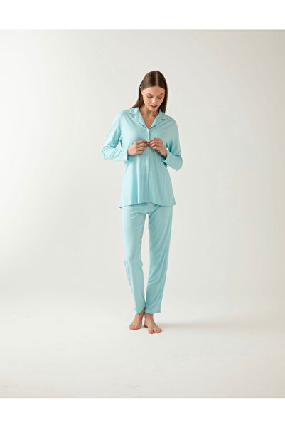 İpek Γυναικείο σετ πιτζάμες με μακρυμάνικο μπροστινό κουμπί
