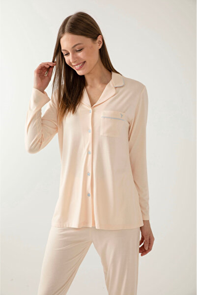 İpek Γυναικείο σετ πιτζάμες με μακρυμάνικο μπροστινό κουμπί