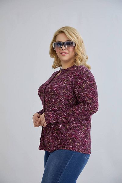 Butik Ayseba Crispy Flower Patterned Women's Shirt Mother's Blouse