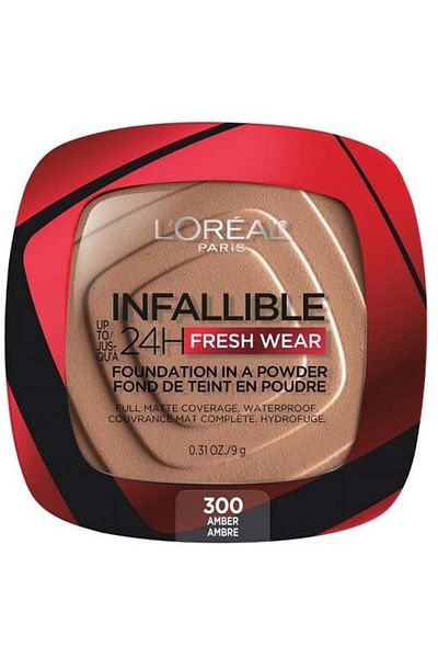L'Oreal Paris Pudra de fat, L'Oréal, Infallible 24H Fresh Wear, make-up v pudru, odstín 300 Amber, 9 g