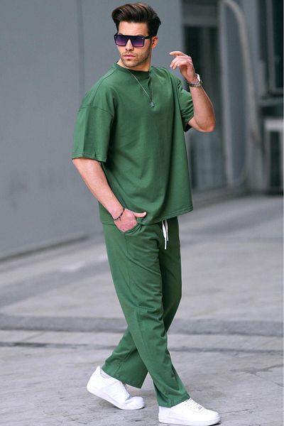 Madmext Khaki színű férfi tréningruha szett 5938