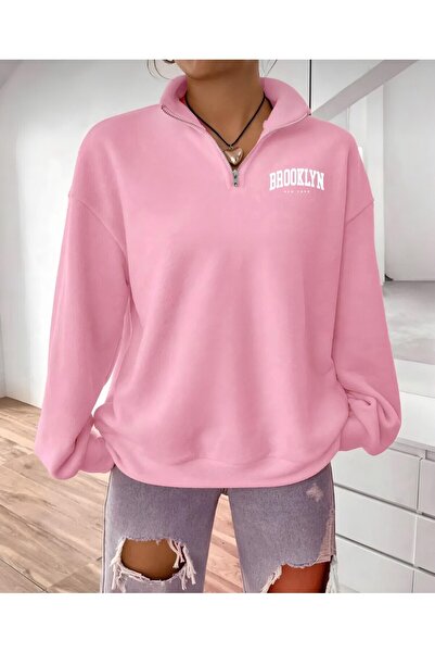 HerTarzınTrendi Нов сезонен суитшърт с 3 нишки, 100% памук, дебел, с цип и ре...