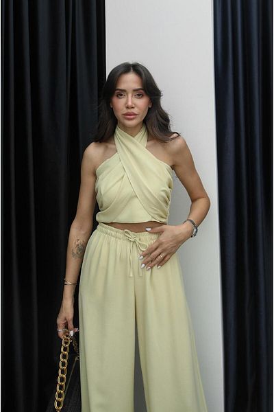 Havoş Yellow Sims Halter Neck Linen Suit