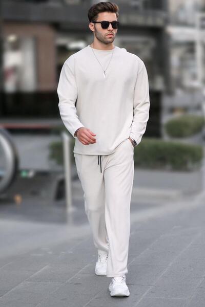 Madmext Beige Basic Regular Fit Men's Tracksuit Set 5927