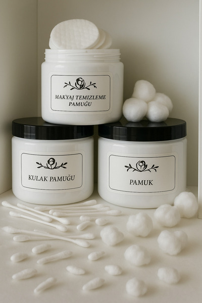 Dem Home Organizator din plastic alb 3 bucăți bumbac-ureche bumbac-machiaj pentru curățare borcan de bumbac 500 ml