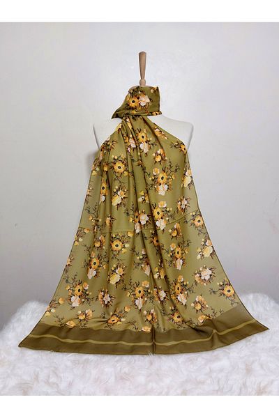 REMOMODA Patterned Chiffon Shawl Floral Model