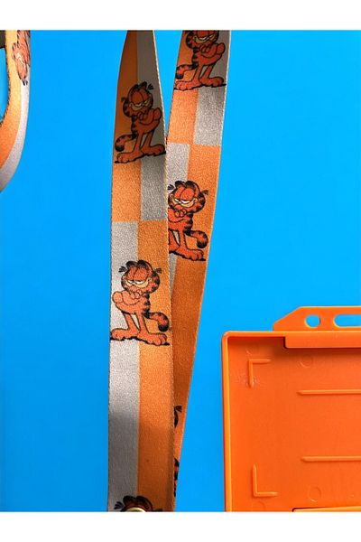 Staffy Orange Garfield Theme Collar Rope and Card Holder