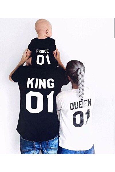 macklin تي شيرت عائلي مطبوع عليه King Queen Prince (هو منتج واحد يمكن دمجه بأ...