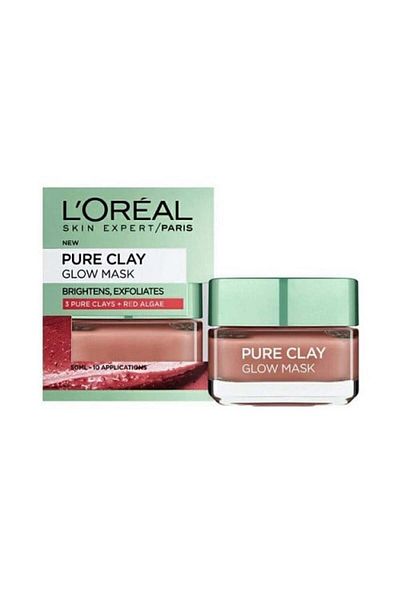 L'Oreal Paris Exfoliační pleťová maska ​​pro vyhlazení pleti, Loreal, Čistá jílová maska, Červené řasy, 50 ml