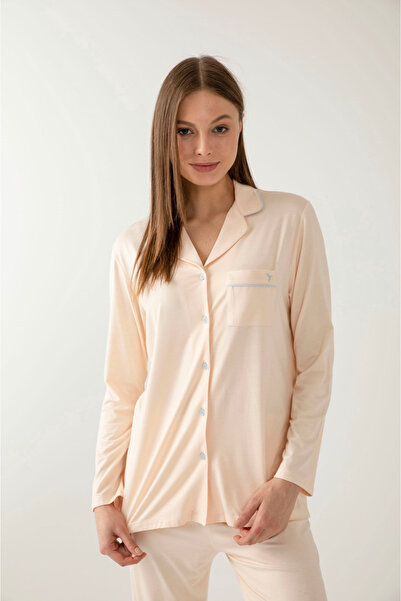 İpek Γυναικείο σετ πιτζάμες με μακρυμάνικο μπροστινό κουμπί