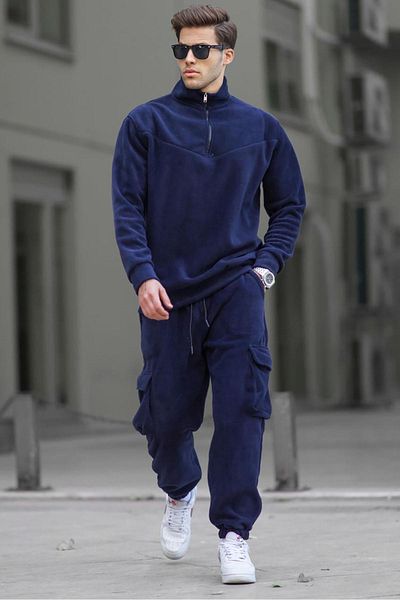 Madmext Σετ ανδρικής φόρμας 5931 γιακά με φερμουάρ Navy Blue