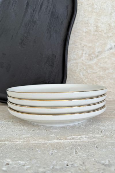 porselenden Modern Gold Cream 4-Person 21 cm Premium Porcelain Cake Plate Presentation Set