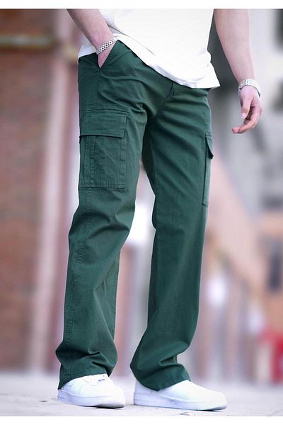 Madmext Khaki Men's Cargo Pocket Baggy Pants 6811