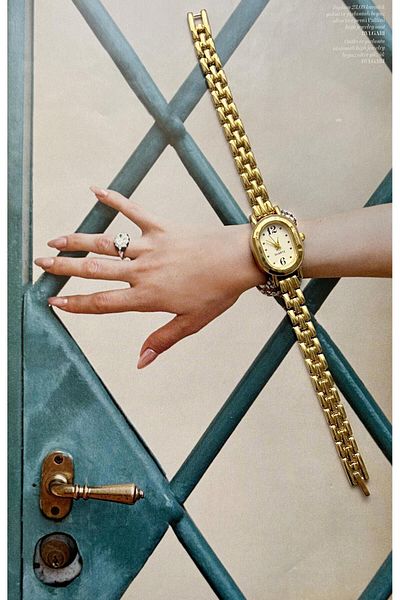 QUARTZ Minimal Metal Cord Women Wrist Watch Gold Color