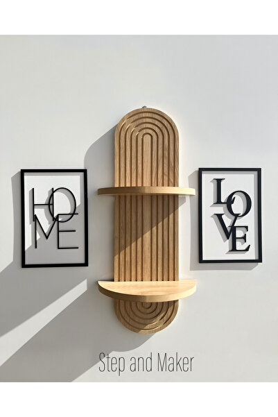 Step and Maker Çift Katmanlı 'Home Love Tablo' & Duvar Rafı ( 70 -20 cm ) Duv...