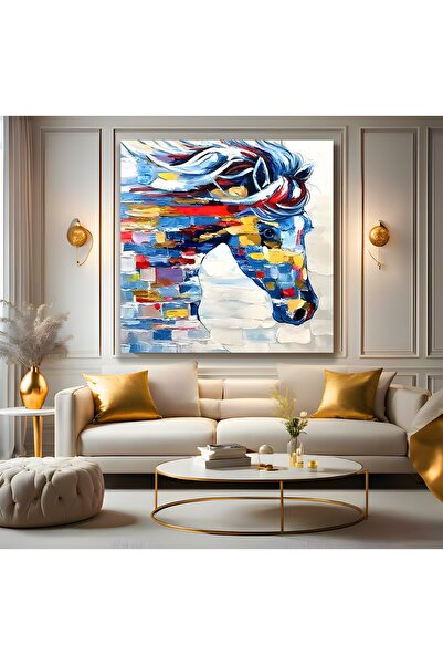 EMYA HOME Πολύχρωμος πίνακας ζωγραφικής σε καμβά με άλογο