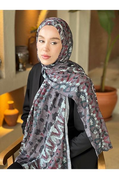 Modakaşmir Şal din bambus cu model în zig-zag abstract