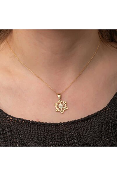 Gumush Gümüş Gold Kar Tanesi Kadın Kolye