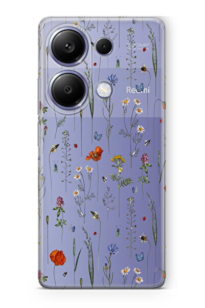 moonset Xiaomi Redmi Note 13 Pro 4G Uyumlu Çiçekler Tasarımlı Baskılı Şeffaf ...