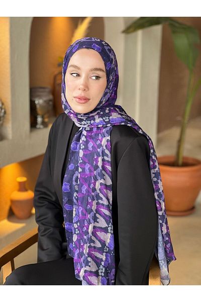Modakaşmir Abstract Zigzag Pattern Bamboo Shawl