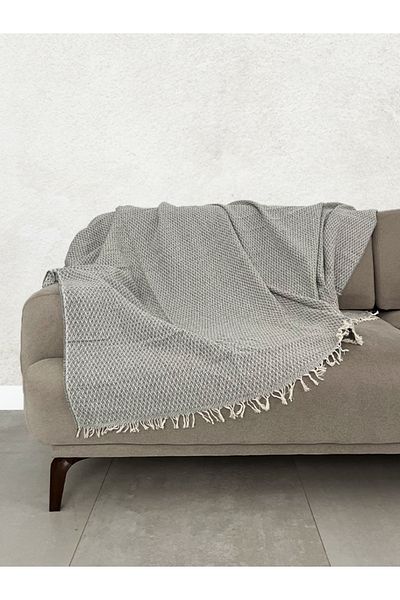 Tuable Lora Multi-Purpose Sofa Cover, Cotton Woven, Fringed Non-Slip Sofa Sofa Bed Shawl - Gray 170X210Cm