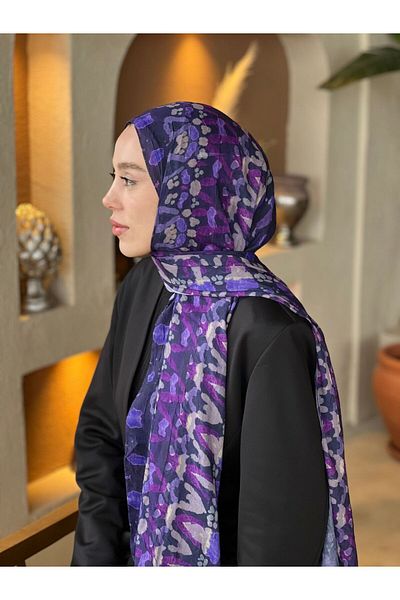 Modakaşmir Abstract Zigzag Pattern Bamboo Shawl