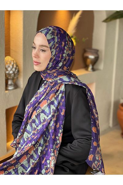 Modakaşmir Abstract Zigzag Pattern Bamboo Shawl