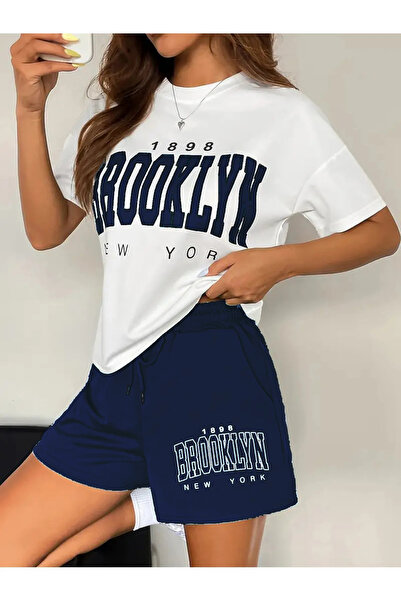 darkopia Set de trening pentru femei, tricou supradimensionat și pantaloni sc...