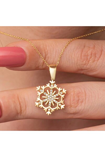 Gumush Gümüş Gold Kar Tanesi Kadın Kolye
