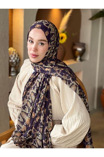 Modakaşmir Abstract Zigzag Pattern Bamboo Shawl
