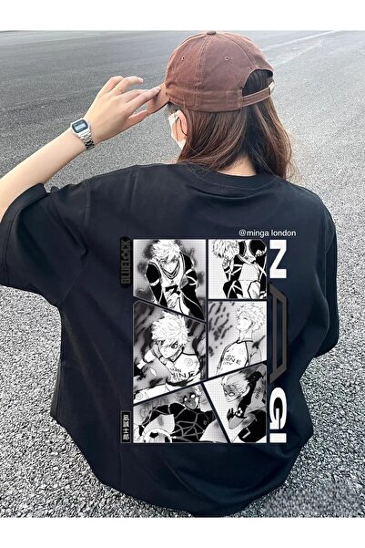 weywot Tricou oversize cu imprimeu pe spate Seishir Nagi Black Blue Lock