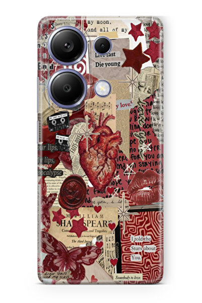 moonset Xiaomi Redmi Note 13 Pro 4G Uyumlu Kolaj Tasarımlı Baskılı Şeffaf Tel...