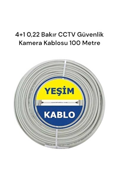 YEŞİM KABLO Yeşim 4+1 0,22 Cctv Bakır Güvenlik Kamera Kablosu 100 Metre