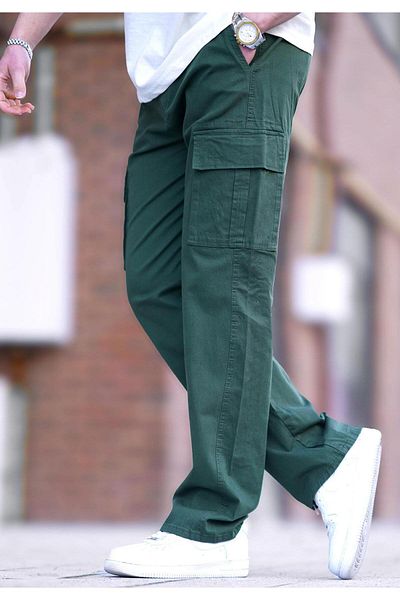 Madmext Khaki Men's Cargo Pocket Baggy Pants 6811