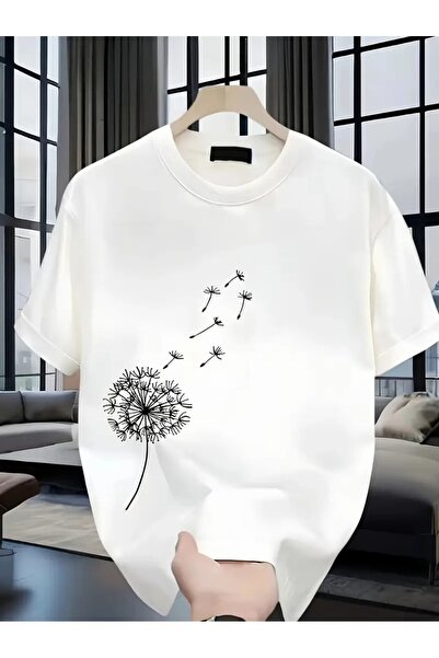 Massgai Unisex dizajn cveta maslačka Štampano Oversize kroj 100% pamuk T-shirt