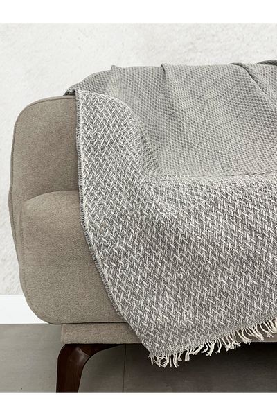 Tuable Lora Multi-Purpose Sofa Cover, Cotton Woven, Fringed Non-Slip Sofa Sofa Bed Shawl - Gray 170X210Cm