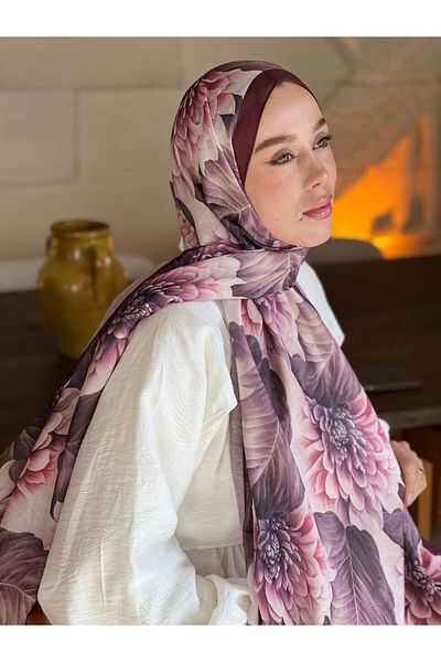 Modakaşmir Şal Lina cu model de hortensie
