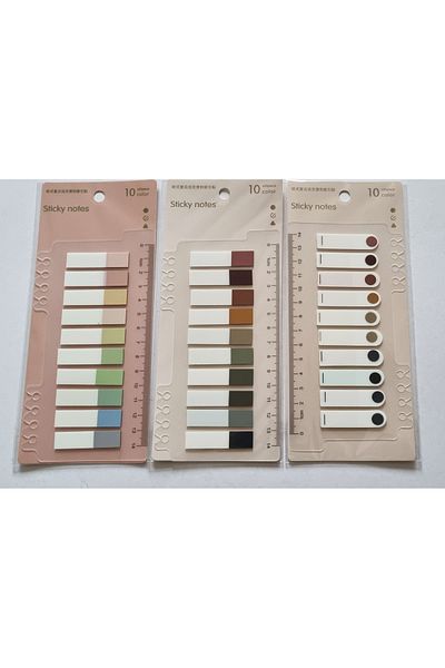 Modellino 3 Pack Adhesive Clear Tab Finger Postit Flags with Ruler 30 Colors X 20 Total 600 Pieces
