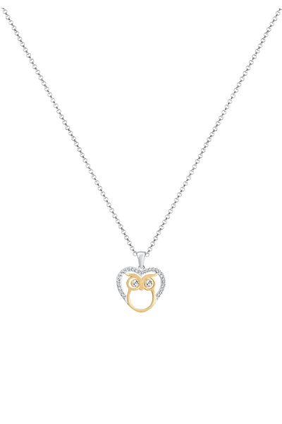 ELLI Halskette Damen Eule Herz Bicolor Kristalle in 925 Sterling Silber