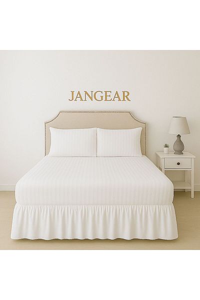 JANGEAR Striped Satin Bed Sheets Set, Luxury Original Cotton Satin Height 30cm