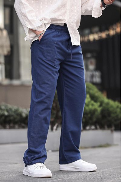 Madmext Bequem geschnittene Herrenhose in Marineblau mit Beindetail 6532