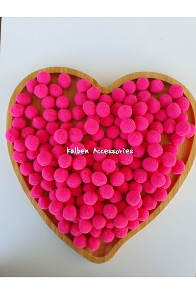 Hobialem 100 Pieces 2cm Pompom Fuchsia Plush Soft Pompom