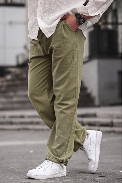 Madmext Bequem geschnittene Herrenhose Khaki mit Beindetail 6532
