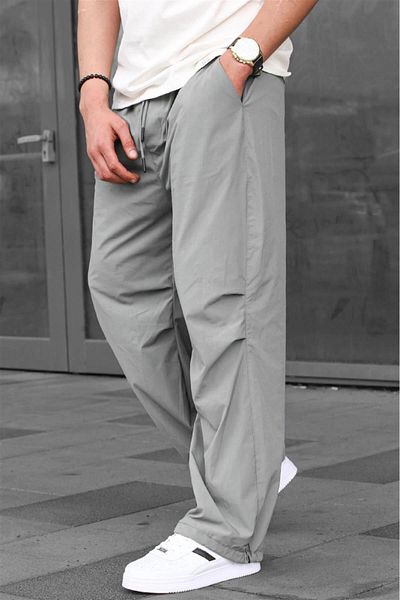 Madmext Grau lackierte Herren-Fallschirmhose mit normaler Passform 6504