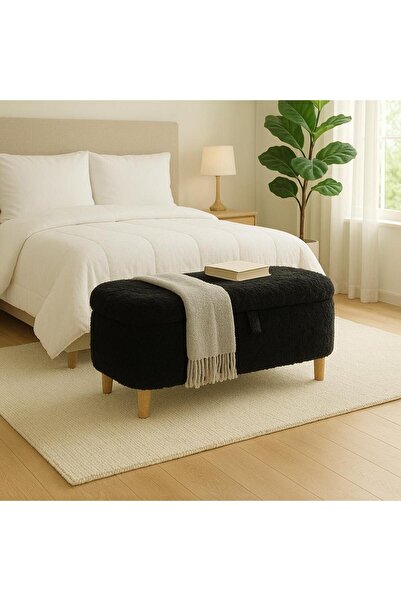 arge demo Fix Sandıklı Puf Bench Ahşap Ayak Aak Ucu Puf Dekoratif Çok Amaçlı